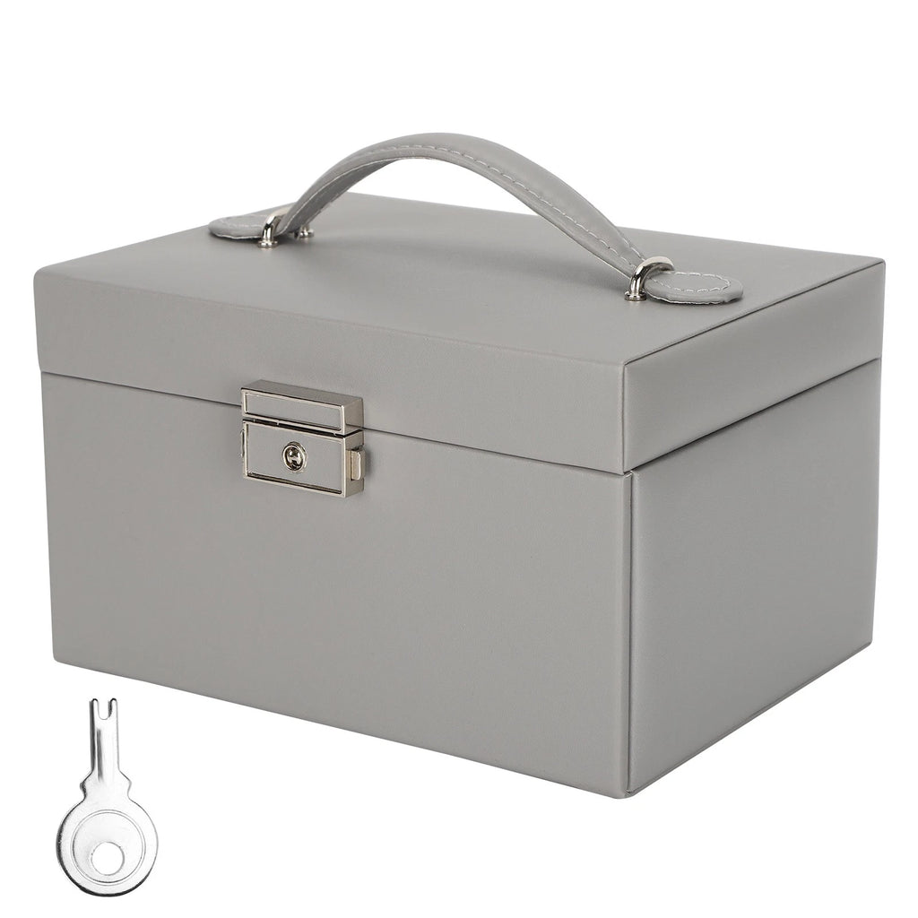 Three Layer Jewelry Storage Box PU Leather Necklace Rings Earrings Holder Or DGD | eBay