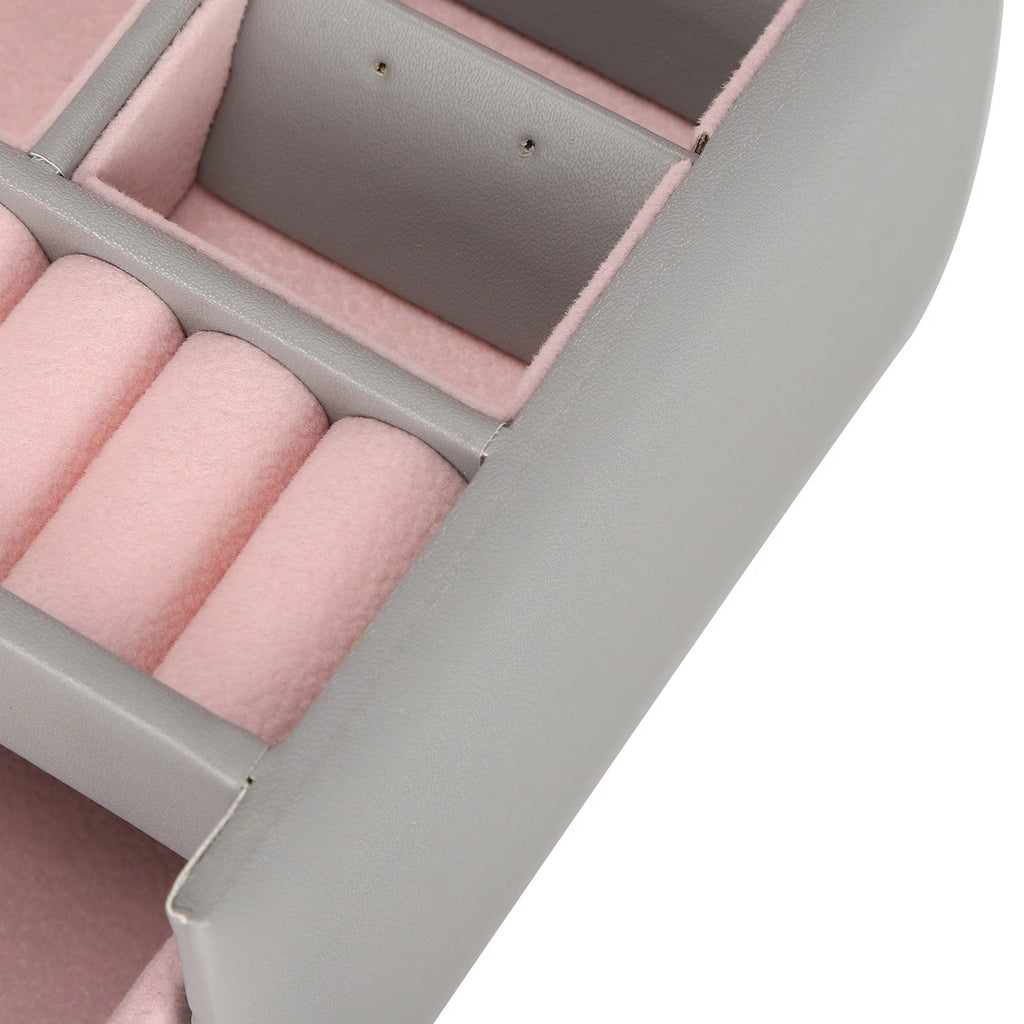Three Layer Jewelry Storage Box PU Leather Necklace Rings Earrings Holder Or DGD | eBay