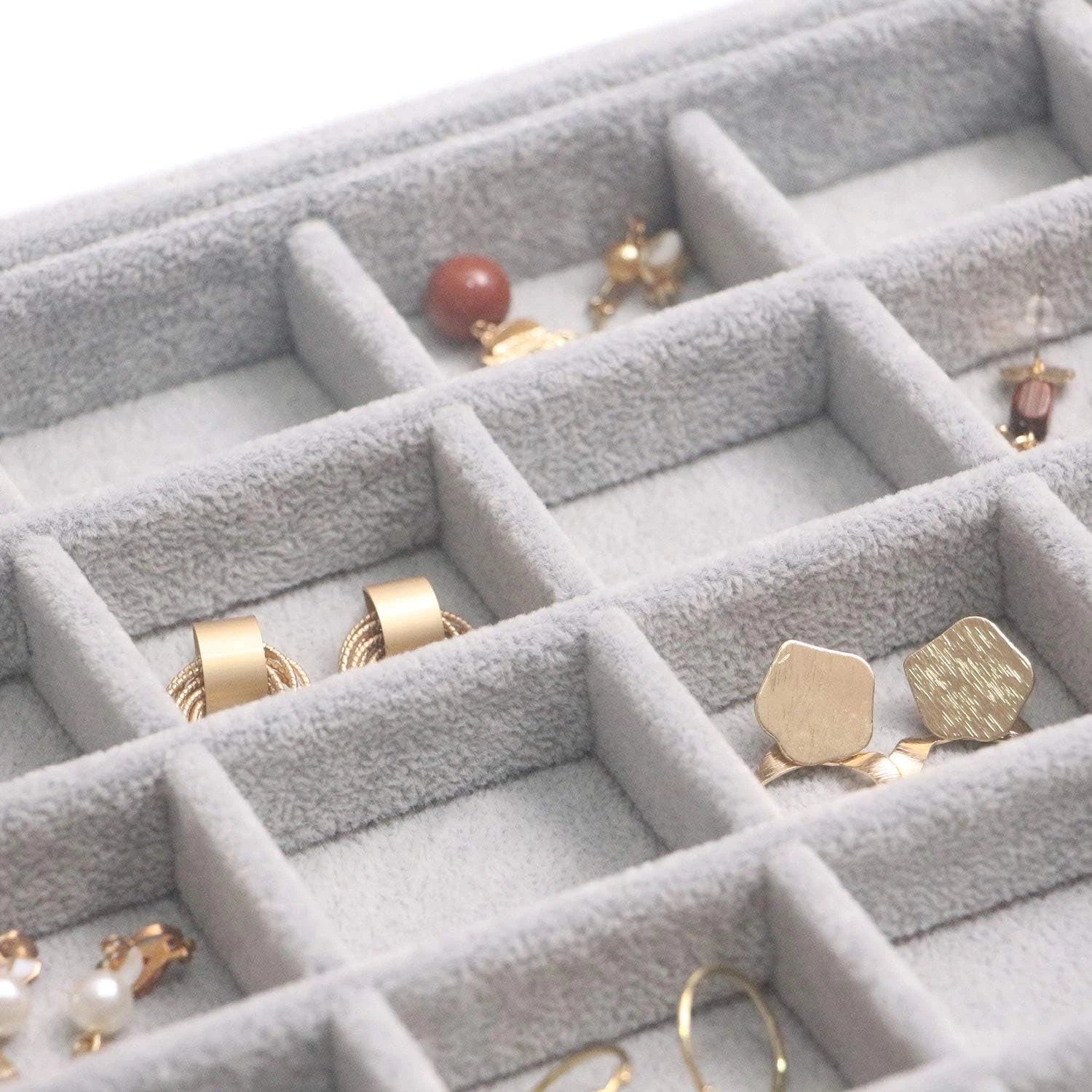 Set of 4 Stackable Velvet Jewelry Trays Organizer, Jewelry Display Storage Box S | eBay