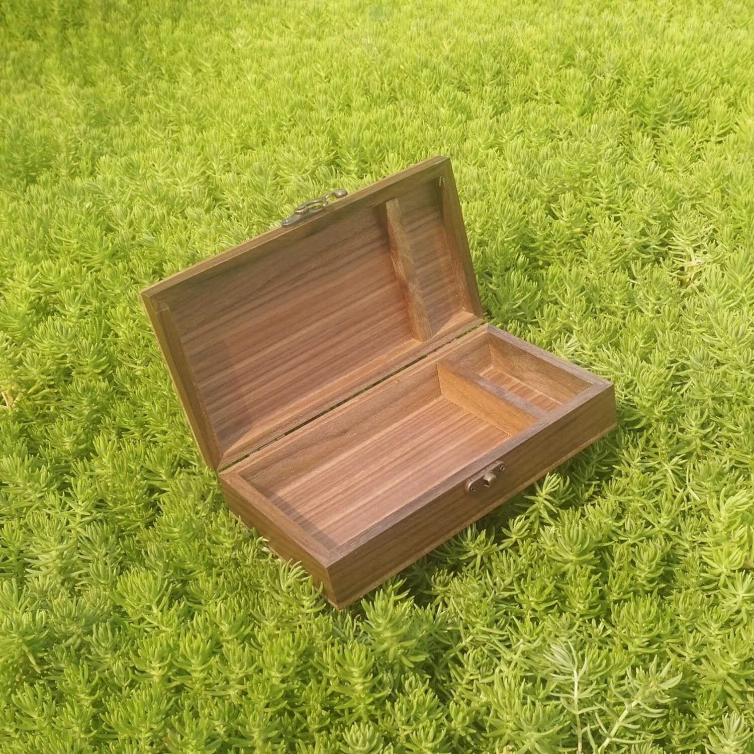 Walnut Handmade Walnut Partition Wooden Box For Keepsakes, Photos, Jewel | eBay