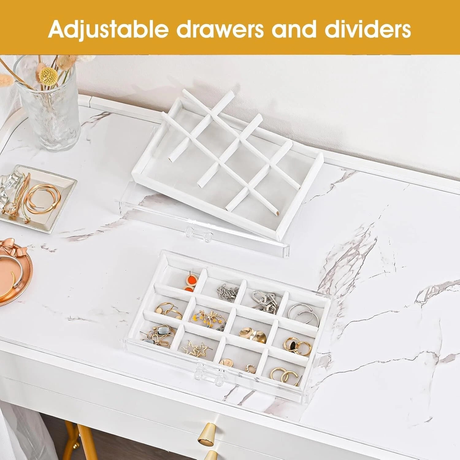 Earring Holder Organizer Jewelry Box with 5 Drawers, Acrylic Clear Earring Ca... | eBay