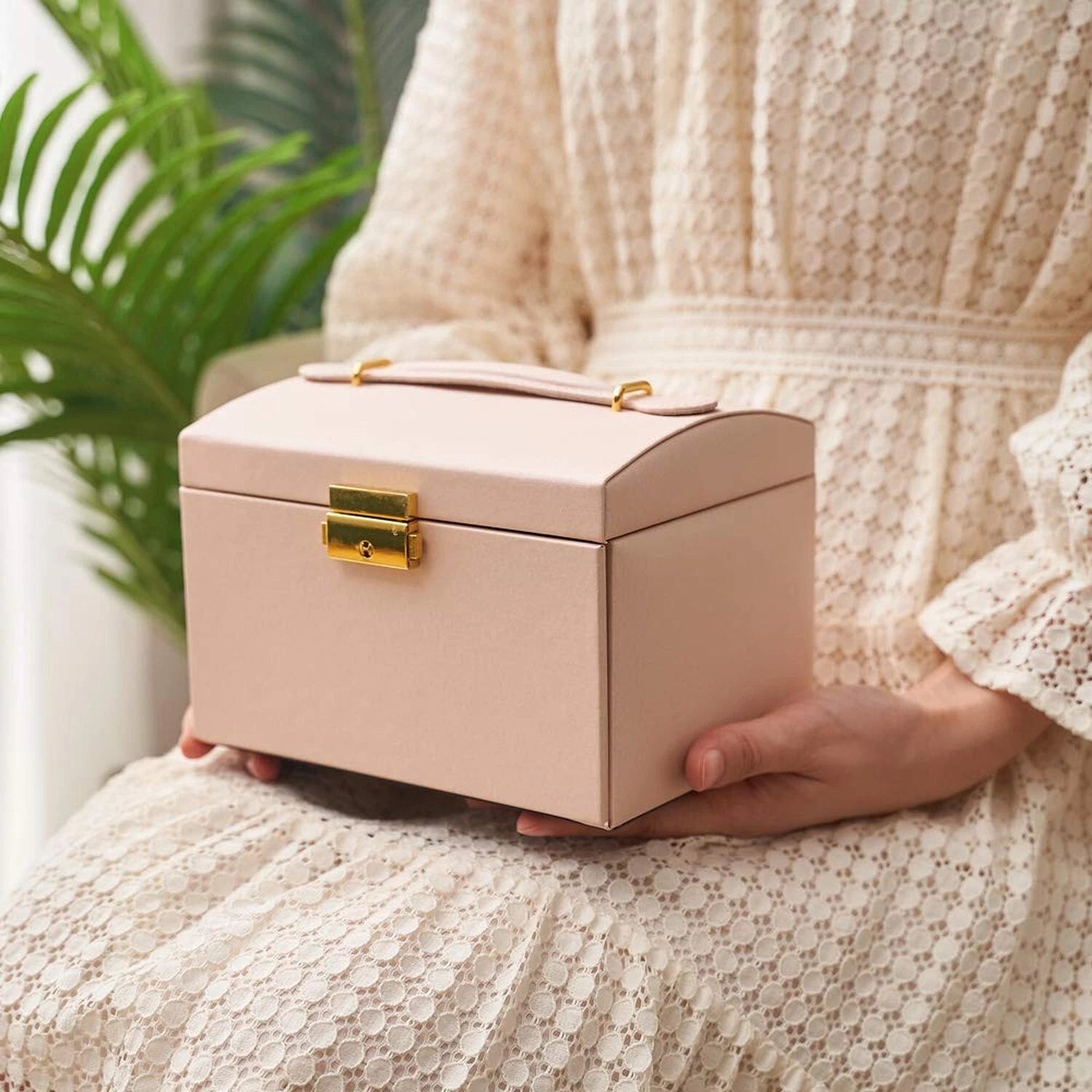 Jewelry Box with 2 Drawers,Lockable Jewelry Organizer for Women Pink | eBay