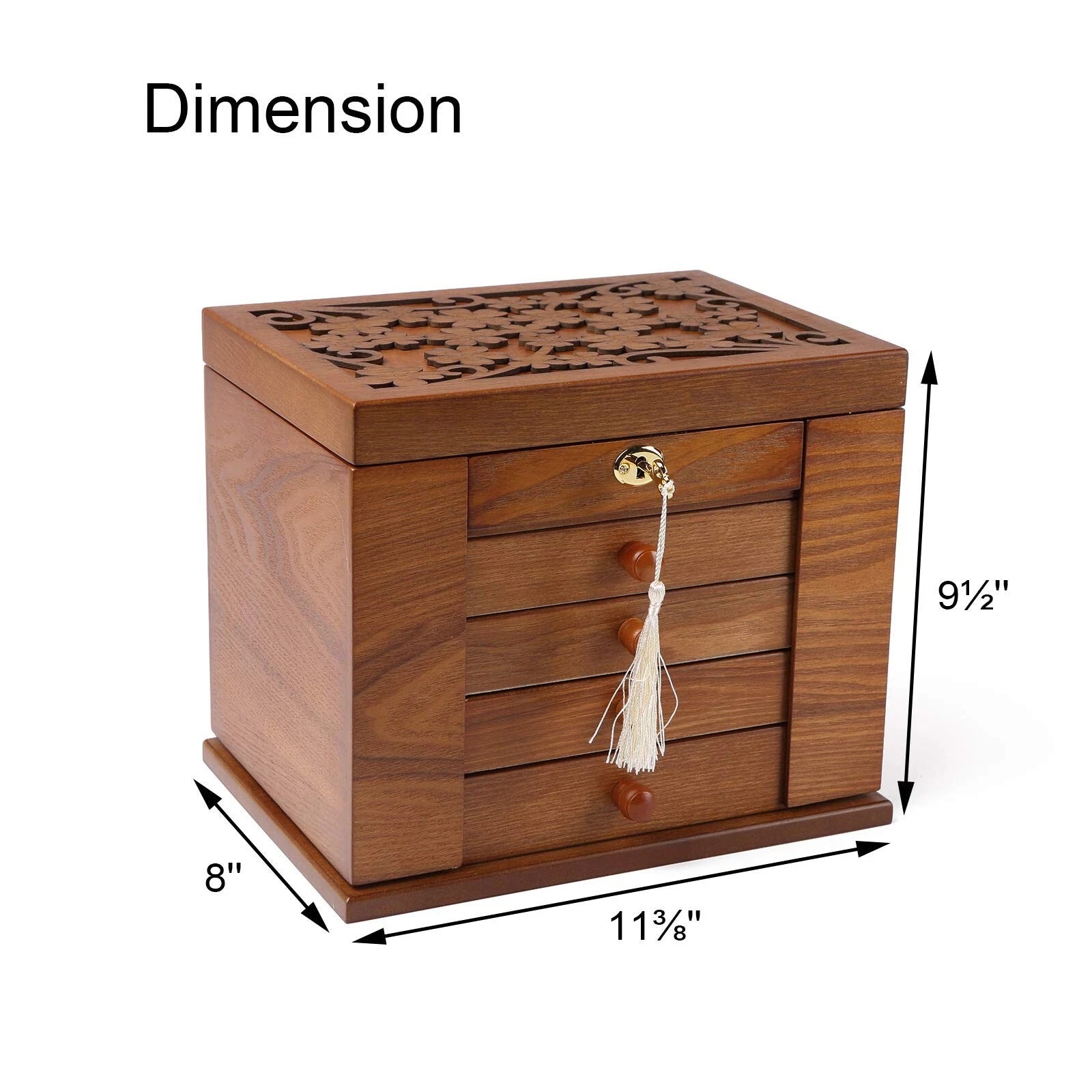 Changsuo Wooden Jewelry Box for Women, Solid Wood Organizer with Combo Lock f... | eBay