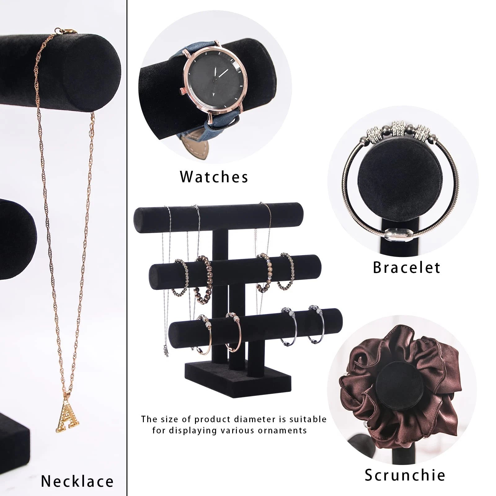 Pengup 3 Tier Bracelet Holder,Bracelet Display Stand,Black Velvet Jewelry Org... | eBay