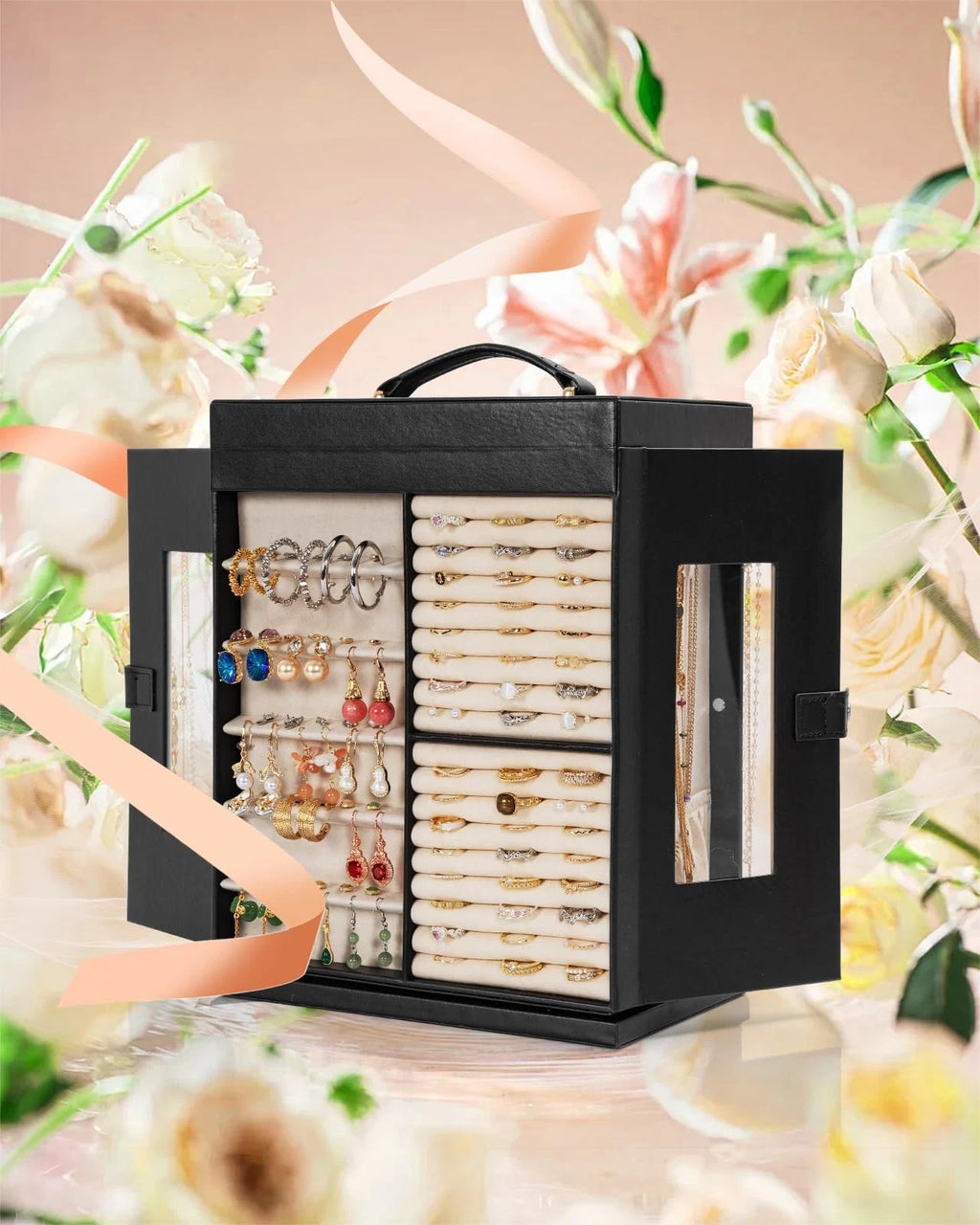 Jewelry Box 6-Tier Organizer Functional 360° Rotating Jewelry Storage Case fo... | eBay
