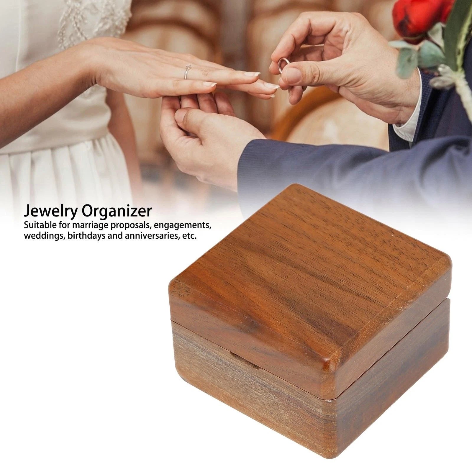 Wooden Box Jewelry Storage Organizer for Wedding For Proposal Display Case | eBay