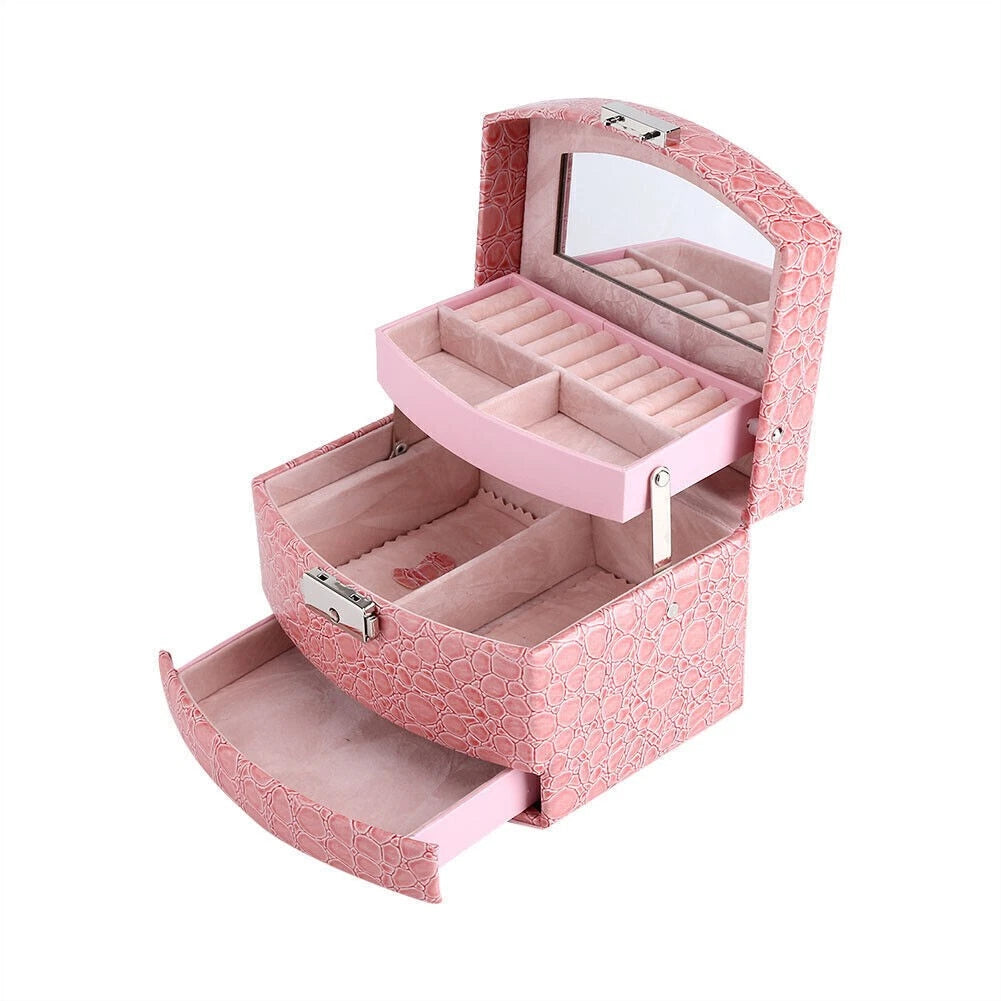 3 Layers Jewelry Necklace Ring Storage Box Case Lady Gift Home Supplies | eBay
