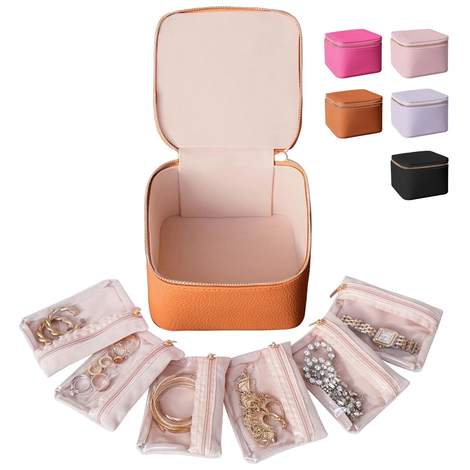 Small Jewelry Box Organizer,[with 6 Premium Jewelry Zipper Pockets],Travel Je... | eBay