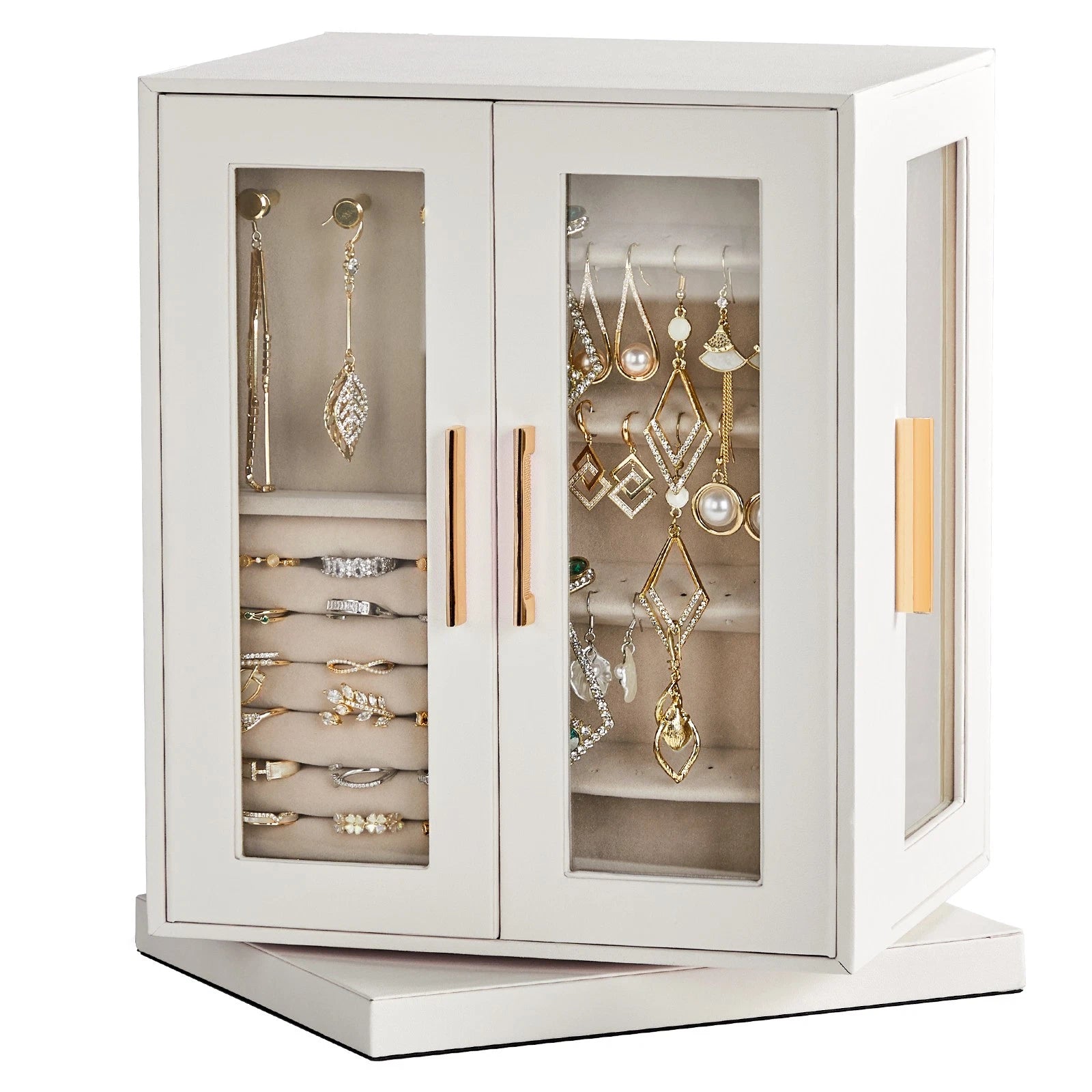 Velvet Jewelry Cabinet 360° Rotating Jewelry Box Large Storage Great Gift | eBay