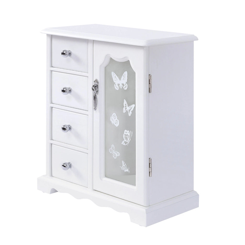 4 Drawers Jewelry Organizer Box Storage Mirrored Case Xmas Gift for Women Girls | eBay
