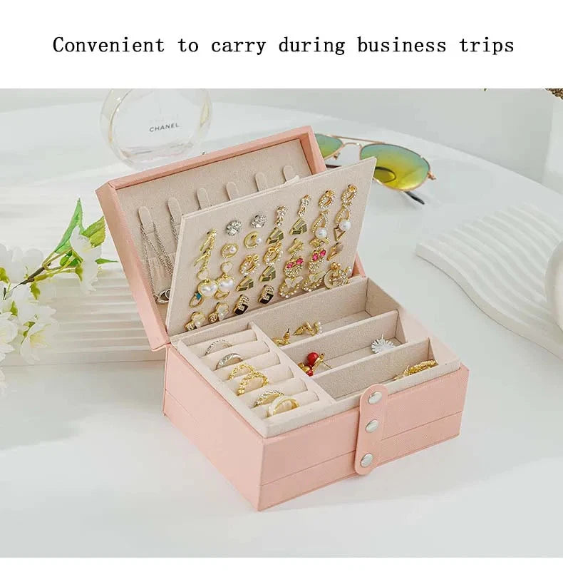 Portable Jewelry Storage Box Large Capacity Necklace Earrings Organizer Case | eBay