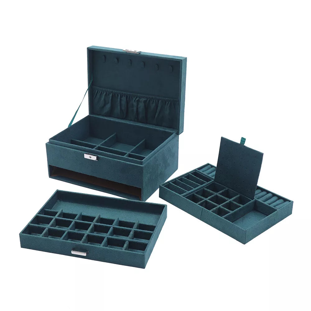 Large Jewelry Box Organizer Storage Case For Necklaces Rings Earrings Women Gift | eBay