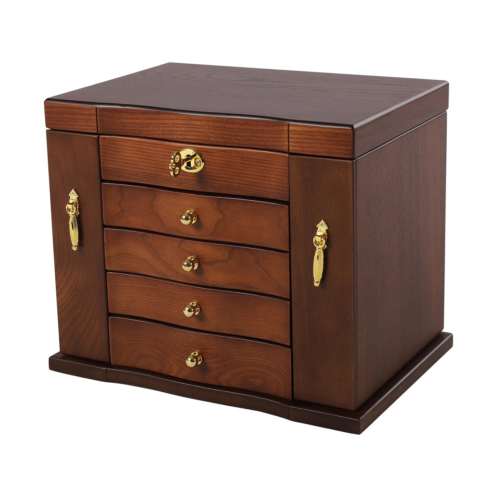 Wooden Large 4 Drawers 5 - Layer Jewelry Box Fit Wowen With Mirror Organizer Box | eBay