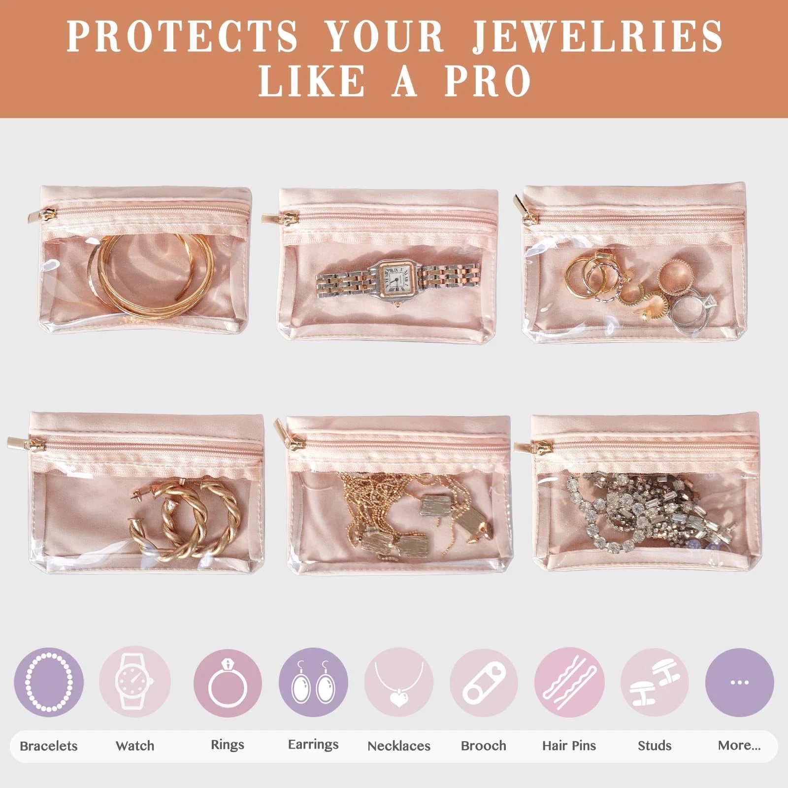 Small Jewelry Box Organizer,[with 6 Premium Jewelry Zipper Pockets],Travel Je... | eBay