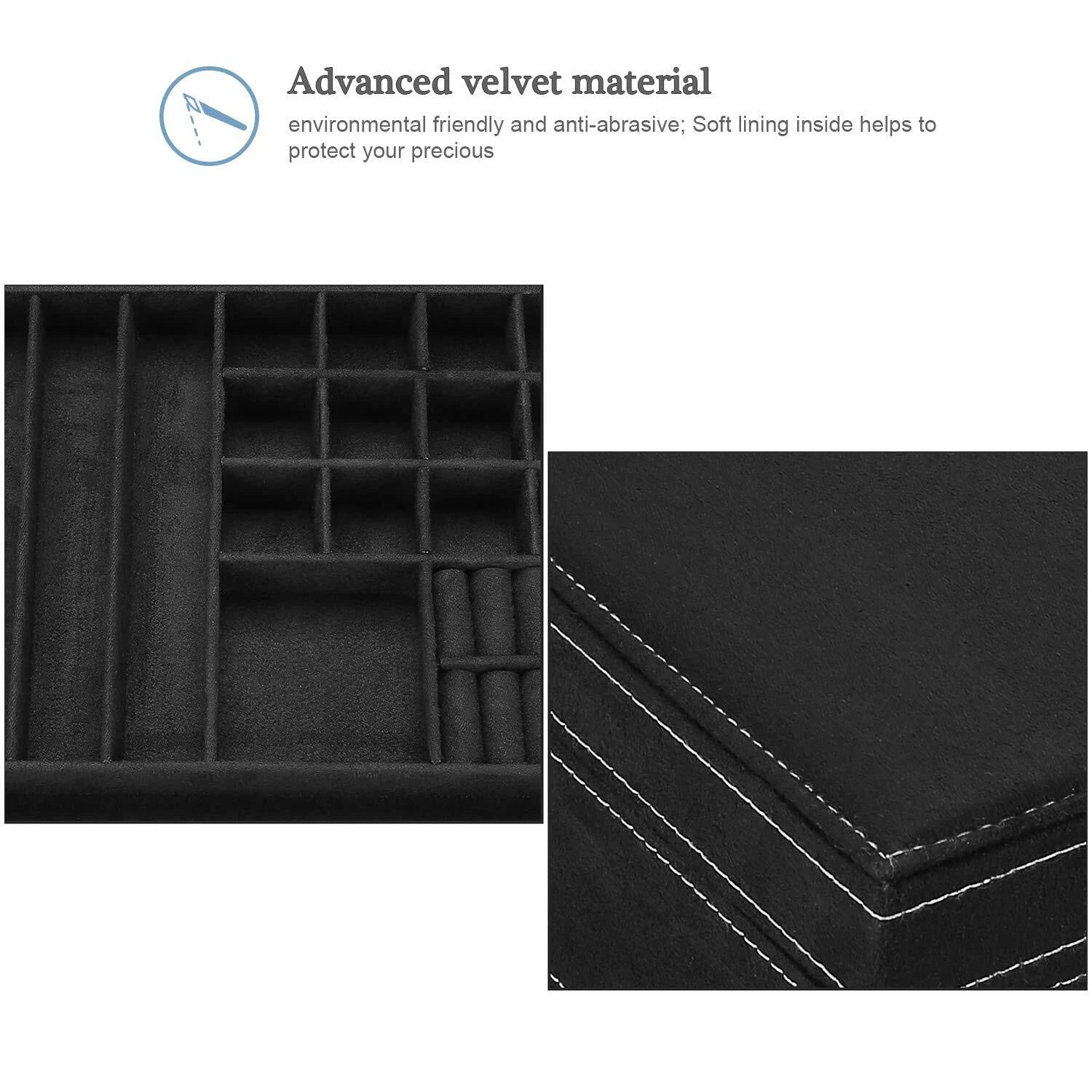 Velvet Jewelry Box Organizer for Women 2 Layer Jewelry Display Storage Holder... | eBay