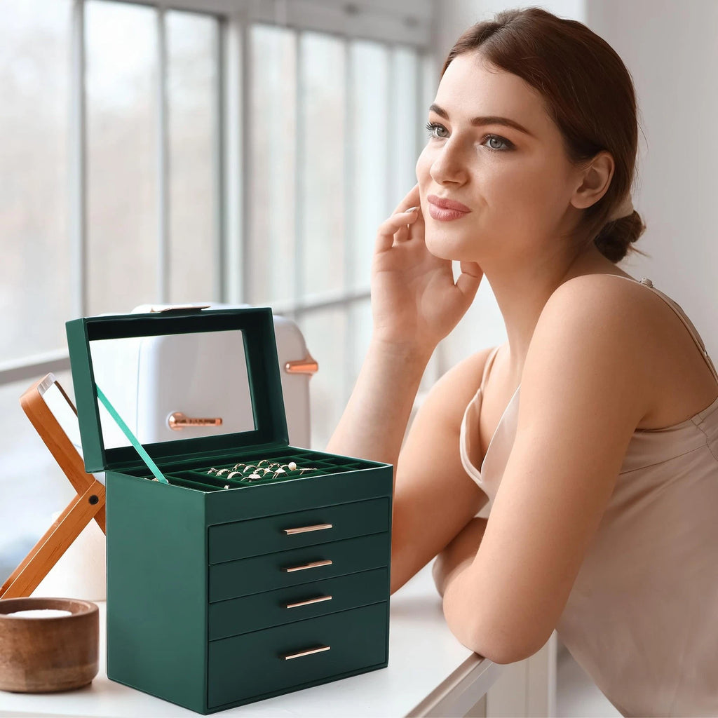 Jewelry Box, 5 Layers Jewelry Storage Display Box with Glass Lid for Women, 4... | eBay