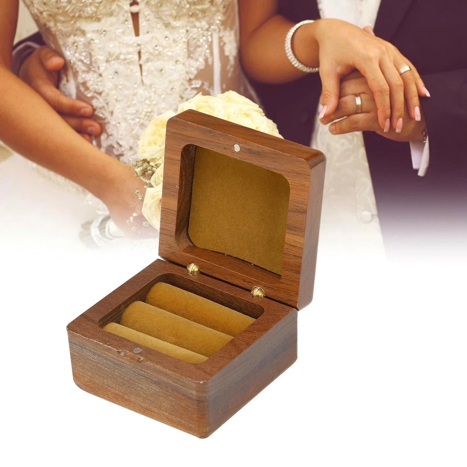 Wooden Box Jewelry Storage Organizer for Wedding For Proposal Display Case | eBay