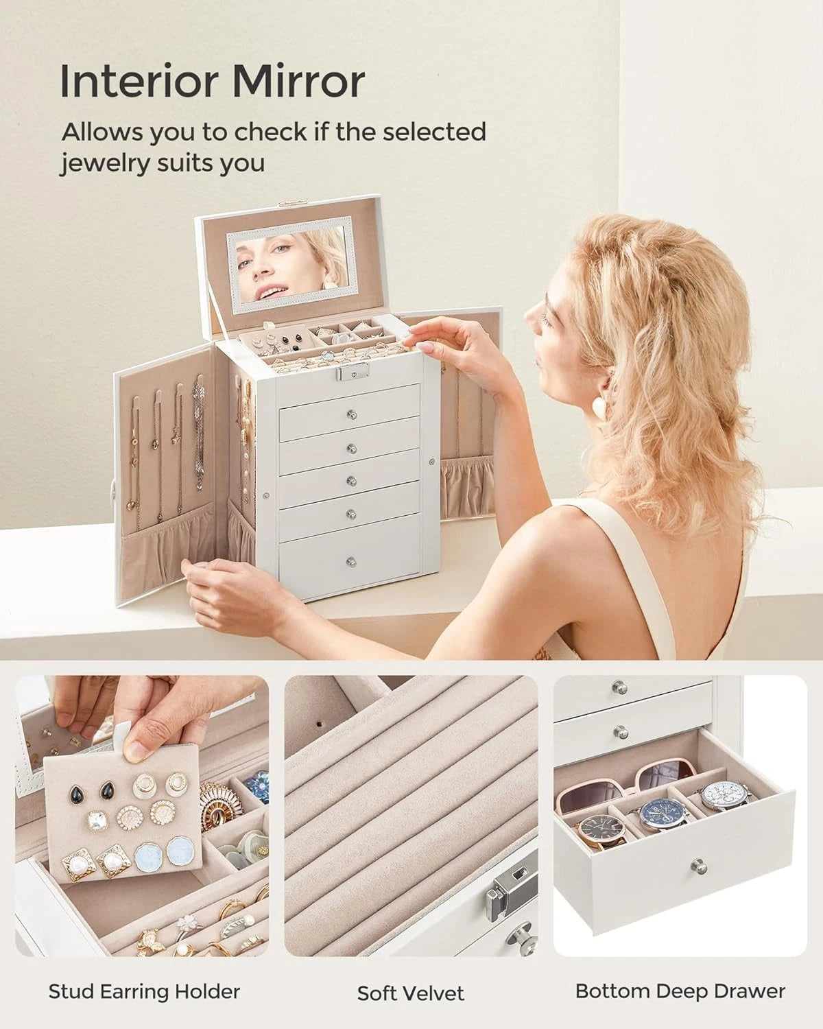 6 Tier Jewelry Box, Jewelry Storage Organizer with 5 Drawers | eBay