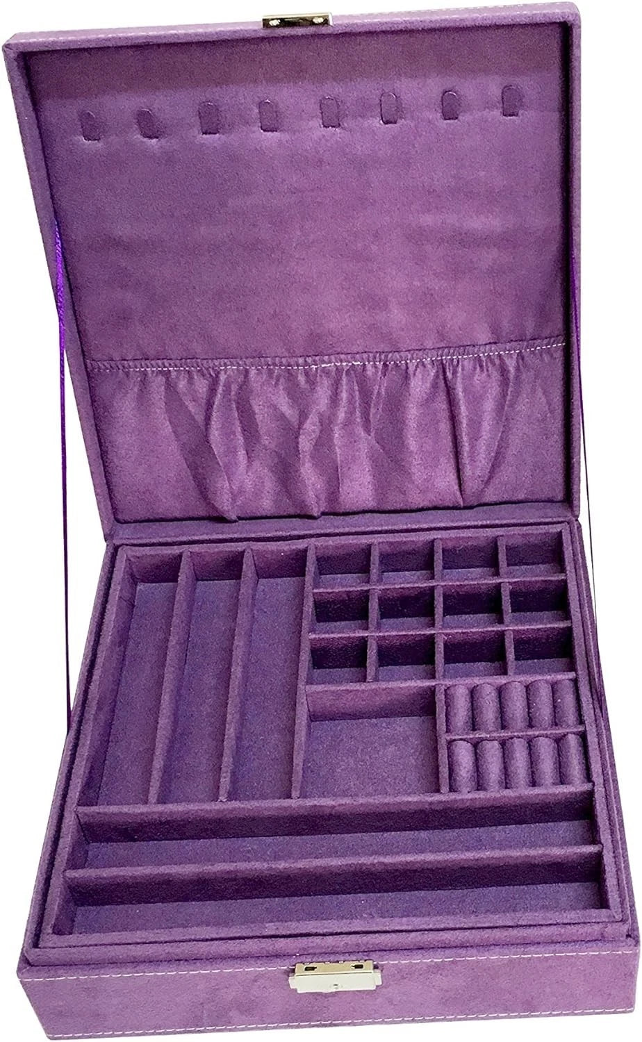 Stylish Purple Lint Jewelry Box Organizer with Lock - Ideal for Rings & Earrings | eBay