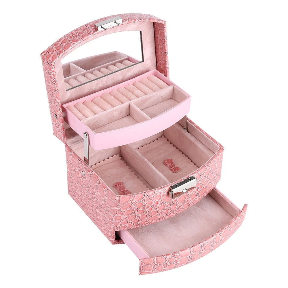 3 Layers Jewelry Necklace Ring Storage Box Case Lady Gift Home Supplies | eBay