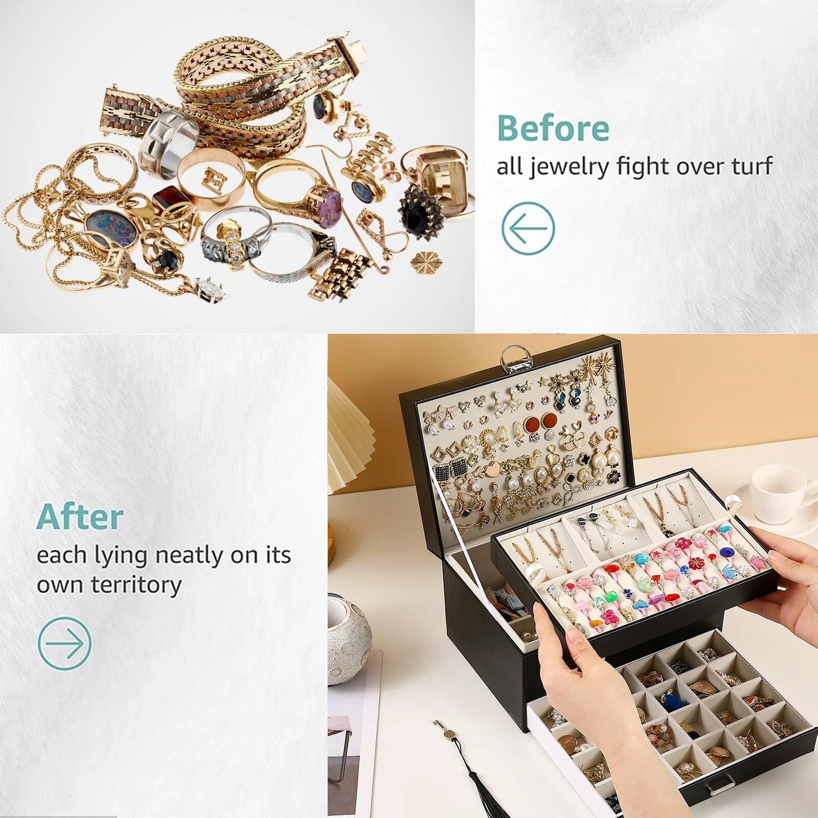 BOOVO Earring Jewelry Box For Women Girl Stud Organizer, 5 Layers Girl Jewelr... | eBay