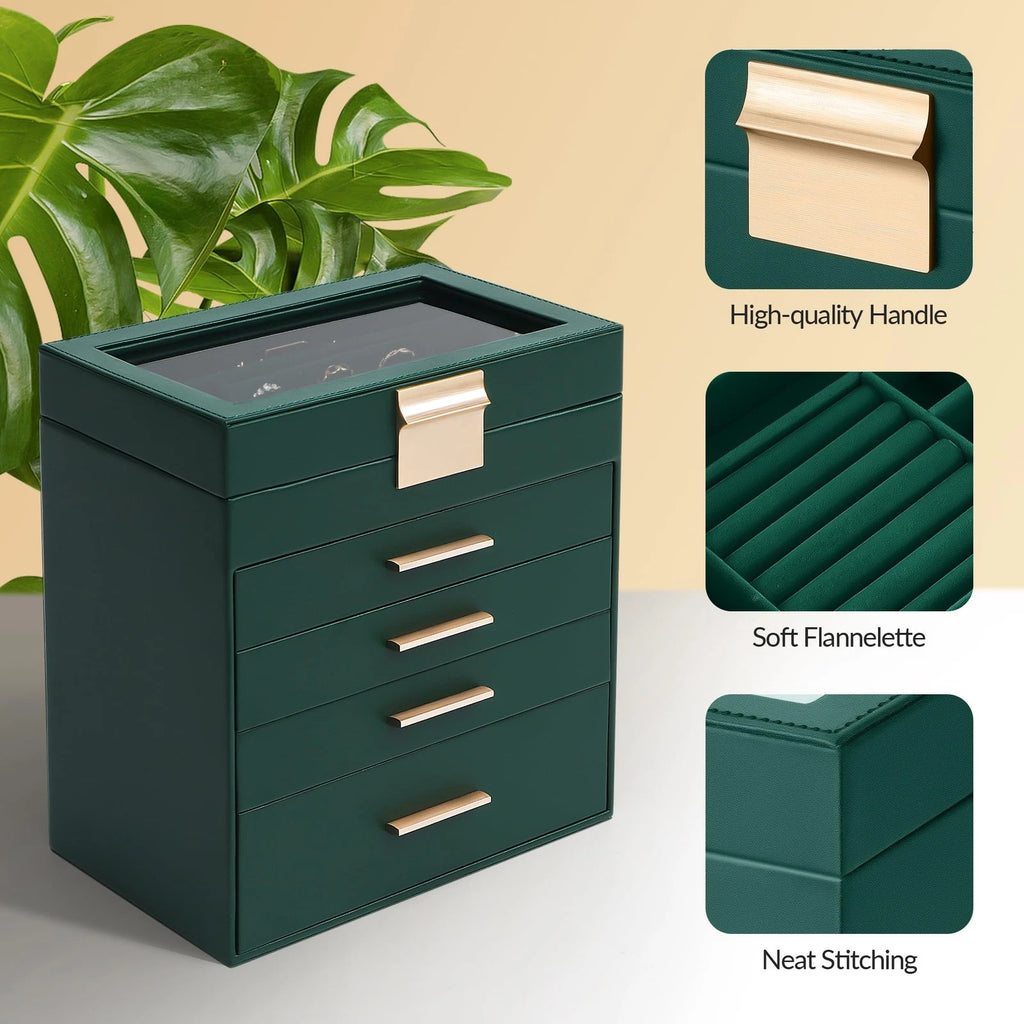 Jewelry Box, 5 Layers Jewelry Storage Display Box with Glass Lid for Women, 4... | eBay
