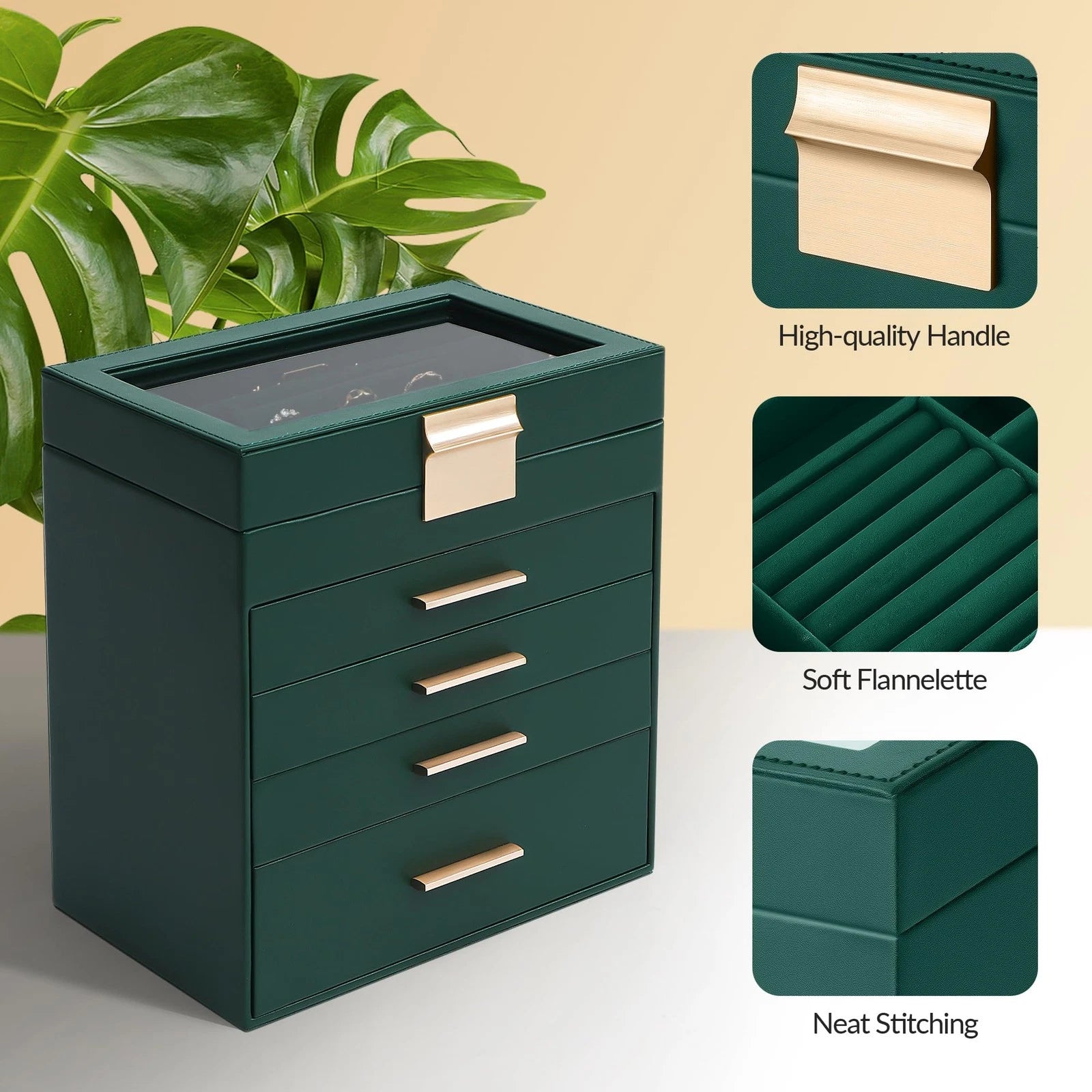 Jewelry Box, 5 Layers Jewelry Storage Display Box with Glass Lid for Women, 4... | eBay
